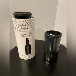 BrüMate Glitter Charcoal Hopsulator 12 oz. NEW! has adapter for bottle or can!